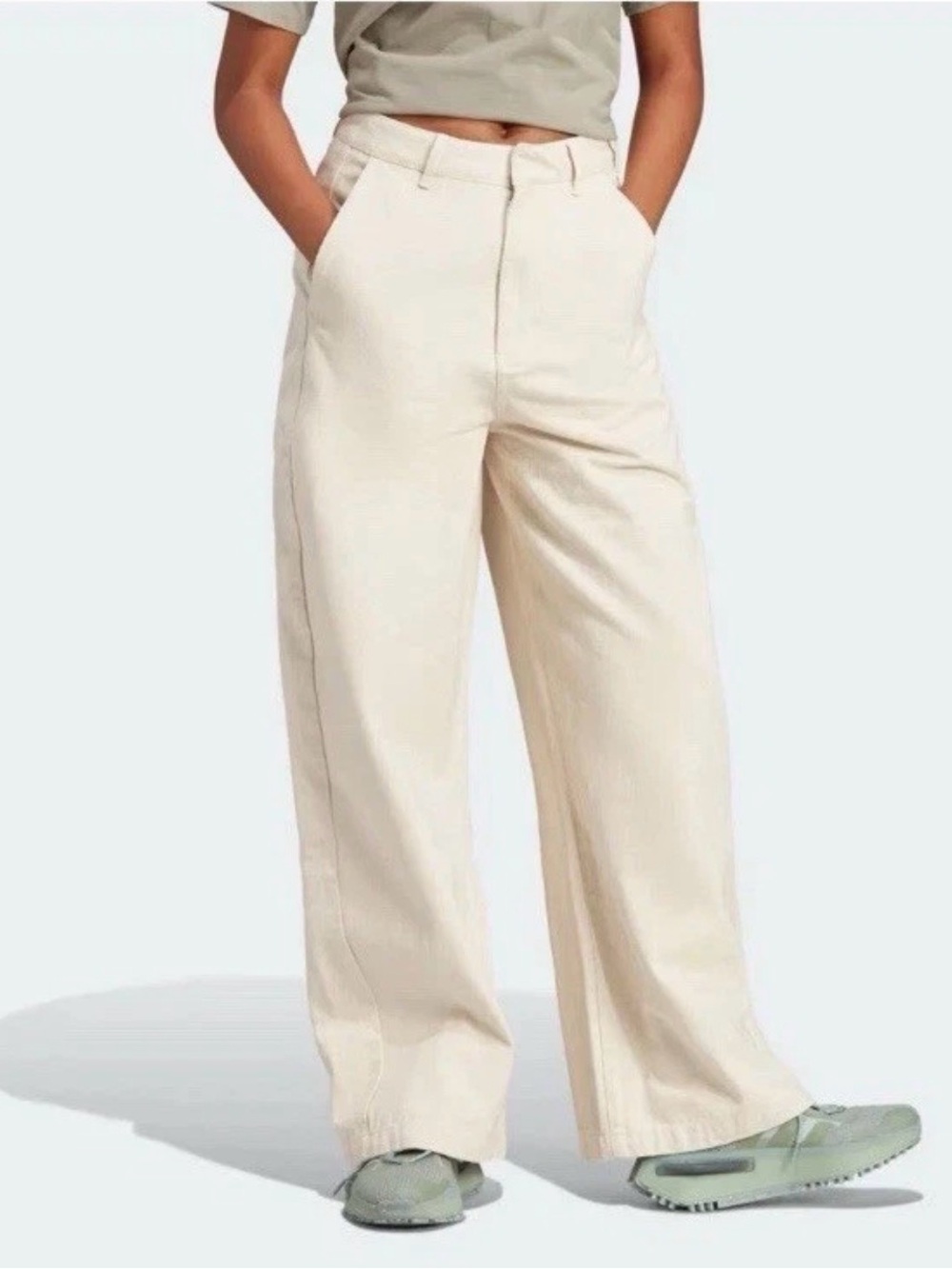 NWT Adidas Originals X KSENIASCHNAIDER Women 30” Natural Denim 3-Stripes Jeans